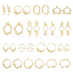 PandaHall Elite 30Pcs 12 Style Rack Plating Alloy Open Back Bezel Pendants, For DIY UV Resin, Epoxy Resin, Pressed Flower Jewelry, Mixed Shapes, Golden, 23~42x12~69x2~7mm, Hole: 1.2~2mm(FIND-PH0003-13)