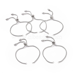 Adjustable 304 Stainless Steel Slider Bracelets Making,Bolo Bracelets, Stainless Steel Color, Single Chain Length: about 11cm(STAS-T050-030P)