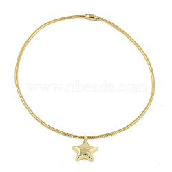 Stainless Steel Round Snake Chain Pendant Necklaces, Golden, Star, 18.11 inch(46cm)(NJEW-D088-01G-02)