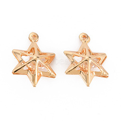 Rack Plating Eco-Friendly Iron Pendants, with Crystal Rhinestone, Cadmium Free & Nickel Free & Lead Free, Star, Light Gold, 19x14x7mm, Hole: 1mm(IFIN-Q133-039-NR)