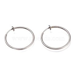 Non-Tarnish 304 Stainless Steel Retractable Earrings, Clip-on Earrings For Non-pierced Ears, Stainless Steel Color, 40x2mm(STAS-O135-01G-03)