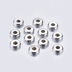 304 Stainless Steel Spacer Beads, Flat Round, Stainless Steel Color, 6x2mm, Hole: 2mm(A-STAS-L198-33B)