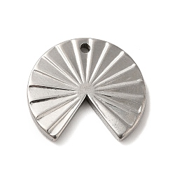 304 Stainless Steel Pendants, Fan Charm, Stainless Steel Color, 18x20x2mm, Hole: 1.3mm(STAS-M312-01B-P)