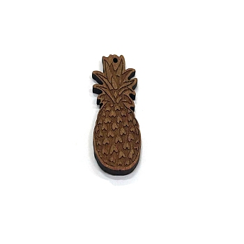 Wood Pendants, Pineapple Charms, Sandy Brown, 40x18x3mm