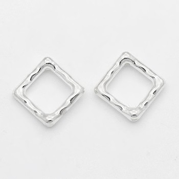 Tibetan Style Alloy Bead Frame, Rhombus, Cadmium Free & Nickel Free & Lead Free, Silver, 16x16x2mm, Hole: 1mm
