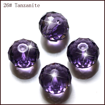 Imitation Austrian Crystal Beads, Grade AAA, Faceted, Rondelle, Blue Violet, 10x7mm, Hole: 0.9~1mm