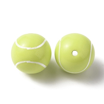 Sport Theme Opaque Resin Beads, Tennis, Yellow Green, 18mm, Hole: 2.4mm