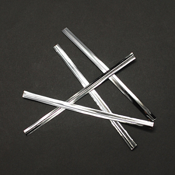 Silver Metallic Plastic Twist Ties for Candy Bags, with Iron, 80x4mm, 750~780pcs/bag