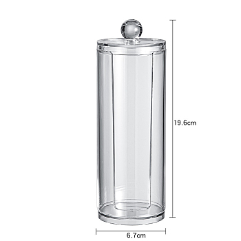 Transparent Plastic Storage Box, for Cotton Swab, Cotton Pad, Beauty Blender, Column, Clear, 6.7x19.6cm