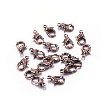 Zinc Alloy Lobster Claw Clasps, Parrot Trigger Clasps, Cadmium Free & Nickel Free & Lead Free, Red Copper, 14x8mm, Hole: 1.8mm