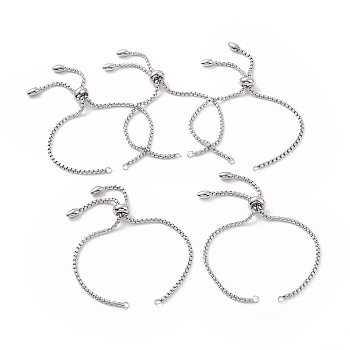 Adjustable 304 Stainless Steel Slider Bracelets Making,Bolo Bracelets, Stainless Steel Color, Single Chain Length: about 11cm