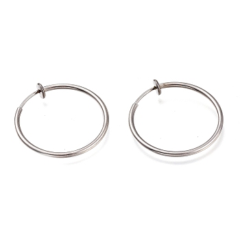 304 Stainless Steel Retractable Earrings, Clip-on Earrings For Non-pierced Ears, Stainless Steel Color, 40x2mm