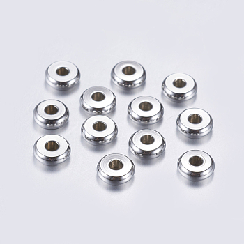 304 Stainless Steel Spacer Beads, Flat Round, Stainless Steel Color, 6x2mm, Hole: 2mm