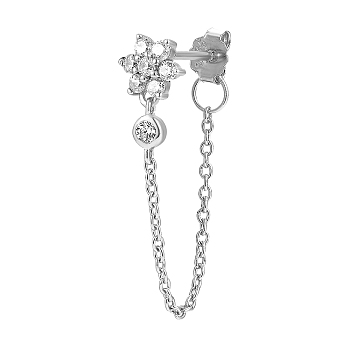 925 Sterling Silver Tassel Earrings Moon/Flower Earrings