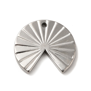 304 Stainless Steel Pendants, Fan Charm, Stainless Steel Color, 18x20x2mm, Hole: 1.3mm