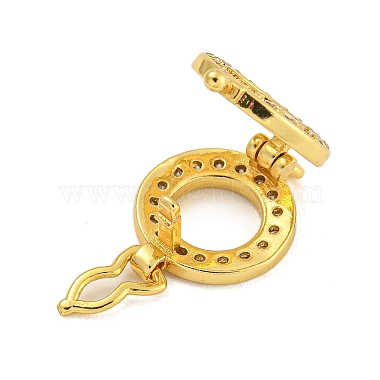 Rack Plating Round Ring Brass Micro Pave Clear Cubic Zirconia Twister Clasps(KK-F876-09G)-2