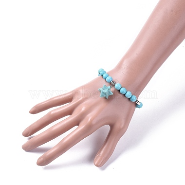 Synthetic Turquoise Stretch Charm Bracelets(BJEW-JB04692-03)-4