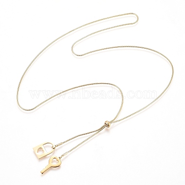Adjustable 304 Stainless Steel Lariat Necklaces(NJEW-Z005-10G)-2