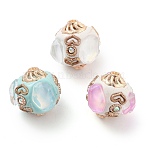 Handmade Indonesia Beads, with Alloy, Resin and Glass, Round with Heart, Mixed Color, 18x17mm, Hole: 1.8mm(FIND-Q106-31)
