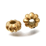 304 Stainless Steel Beads, Ion Plating(IP), Flower, Real 18K Gold Plated, 6.5x3.5mm, Hole: 2mm(STAS-L315-063M-G)