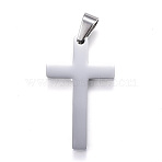 Tarnish Resistant 304 Stainless Steel Pendants, Cross, Stainless Steel Color, 38x22x3mm, Hole: 9x5mm(STAS-H329-69P)