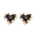 304 Stainless Steel and Enamel Big Pendants, Heart Charms, Ion Plating(IP), Real 18K Gold Plated, Purple, 52~55x55~55.5x4.8mm, Hole: 2~5x1~2mm(STAS-T068-101A-G)