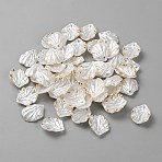 Opaque Acrylic Pendants, Gold Stamping Edge Leaf Charms, WhiteSmoke, 17x15x4mm, Hole: 1.5mm(RESI-TAC0020-04D)