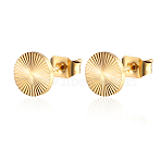 304 Stainless Steel Stud Earrings for Women, Round, Real 18K Gold Plated(WS7217-1)