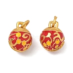 Alloy Enamel Christmas Bell Charms, Golden, Red, 13.5x10.5mm,  Jump Ring: 6.5x1.5mm, 4.5mm Inner Diameter
(ENAM-B037-03G-01)