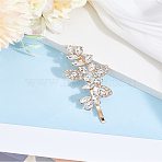 1pc Alloy Hair Bobby Pins, with Crystal Rhinestone, Leaf, Golden, 81x32x10mm(PHAR-LP0001-05G)