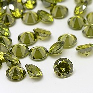Diamond Shape Grade A Cubic Zirconia Cabochons, Faceted, Olive, 1.5mm(ZIRC-M002-1.5mm-006)