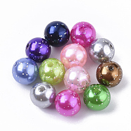 Fluorescent Plastic Beads, ABS Plastic Imitation Pearl Beads, with Glitter Powder, Round, Mixed Color, 9.5x10mm, Hole: 1.5mm, about 950pcs/500g(KY-T013-019)