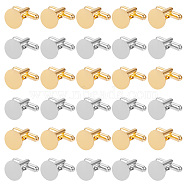 30Pcs 2 Colors Brass Cufflinks for Men, Flat Round, Mixed Color, 17x18.5x12mm, 15pcs/color(FIND-HY0003-47)