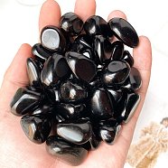 Natural Obsidian Healing Stones, Oval Stones, Pocket Palm Stones for Reiki Balancing, 15~20mm, 50g/set(PW-WGD7FF2-05)