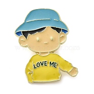 Boy Zinc Alloy Enamel Pin Brooch, Valentine Theme, Golden, Yellow, 33x26.5x1.3mm(JEWB-R022-01B)