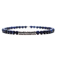 4MM Natural Lapis Lazuli Round Stretch Bracelets for Men(KL3381-7)