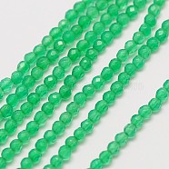 Natural Green Onyx Agate Beads Strands, Faceted Round, Dyed, Sea Green, 3mm, Hole: 0.8mm, about 131pcs/strand, 15.5 inch(G-A129-3mm-A03)