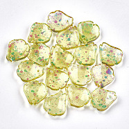 Spray Painted Glass Pendants, Petaline, Colorful, 16x14~14.5x3.5mm, Hole: 1mm(GGLA-S040-01)