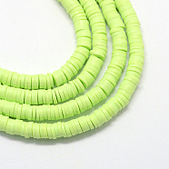 Eco-Friendly Handmade Polymer Clay Beads, Disc/Flat Round, Heishi Beads, Light Green, 3x1mm, Hole: 1mm, about 380~400pcs/strand, 17.7 inch(X-CLAY-R067-3.0mm-24)