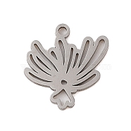 Non-Tarnish 304 Stainless Steel Pendants, Laser Cut, Hollow Birth Flower Charm, Stainless Steel Color, June Honeysuckle, 13x12.5x1mm, Hole: 1.2mm(STAS-S139-06P-06)