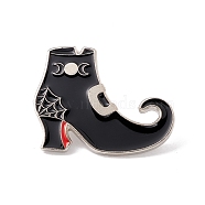 Shose Shape Enamel Pin, Creative Alloy Badge for Backpack Clothes, Planinum, Black, 23x28x1.5mm, Pin: 1mm(JEWB-H008-16P)