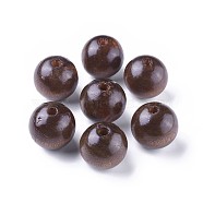 Lightcoffee Round Natural Wood Beads, Lead Free, Dyed, 24-25mm in diameter, hole: 5mm(X-TB25MMY-5)
