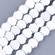Spray Painted Non-magnetic Synthetic Hematite Beads Strands, Scallop, White, 8x9x4mm, Hole: 0.8mm, about 49pcs/strand, 15.7 inch(G-T116-23-16)