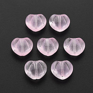 Transparent Glass Beads, Heart, Pink, 10.5x12x6.5mm, Hole: 1mm(GLAA-T022-24-D02)
