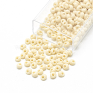 TOHO Japanese Fringe Seed Beads, Opaque Glass Round Hole Rocailles Seed Beads, (51) Opaque Light Beige, 5x4.5mm, Hole: 1.5mm, about 5000pcs/bag, 450g/bag(SEED-R039-02-MA51)