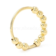 Brass Rotating Beaded Finger Ring, Anxiety Stress Relief Jewelry for Women, Golden, Inner Diameter: 19mm(RJEW-H102-01G)