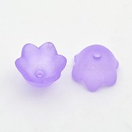 Transparent Acrylic Beads, Frosted Style, Tulip Flower Bead Caps, Lily of the Valley Medium Purple, 10x9x6.5mm, Hole: 1.5mm, about 2200pcs/500g(FACR-R017-01)