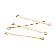 Ion Plating(IP) 304 Stainless Steel Eye Pins, Double Sided Eye Pins, Golden, 36x0.6mm, Hole: 1.5mm(STAS-I141-01A-G)