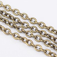 Iron Cable Chains, for DIY Jewelry Making, with Spool, Unwelded, Oval, Lead Free and Nickel Free, Antique Bronze, 3x2x0.5mm, about 328.08 Feet(100m)/roll(CH-S079-AB-FF)