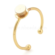 Brass Open Cuff Ring Components, Turntable Base Table Tray Plain Pad Ring Settings, Flat Round, for Rotating Ring Making, Real 18K Gold Plated, Inner Diameter: 17mm, Tray: 5mm(KK-Q799-01G-02)